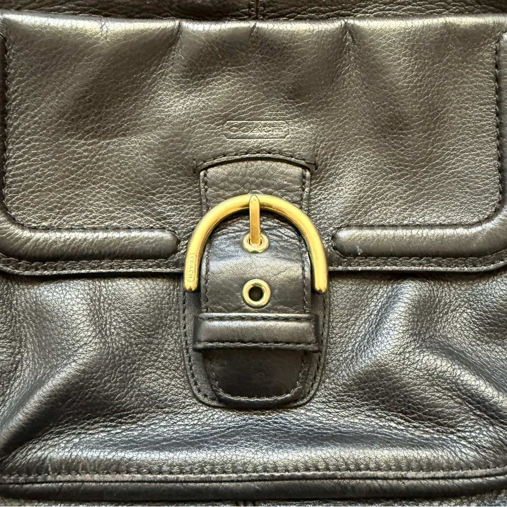 Coach black leather satchel with gold hardware purse - Picture 3 of 14